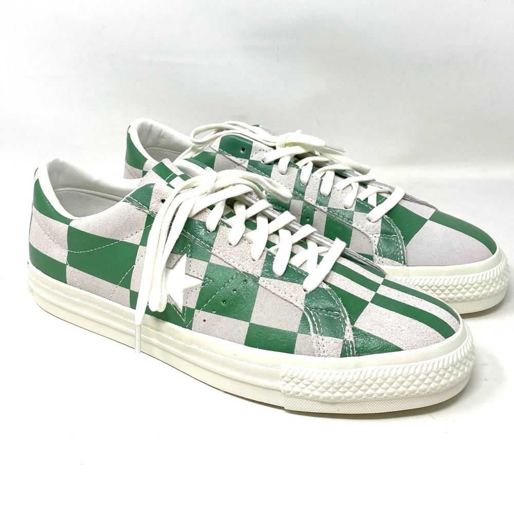 Converse One Star Low Top Suede Checker White Green Men’s Sneakers 172353C - Picture 5 of 10